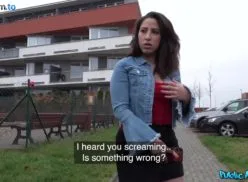 Public Agent – Fucking the pussy of a beautiful brunette in a short skirt