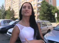 Public Agent – Raven-Haired Teen Angel in White
