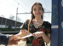 Public Agent – Tattooed minx cums on cock outdoors