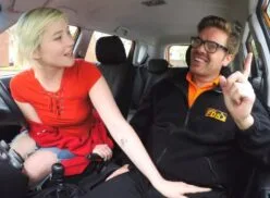 Fake Driving School – Art Student Squirting Shaven Pussy