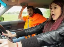 Fake Driving School – Instructor licks cute learners ass